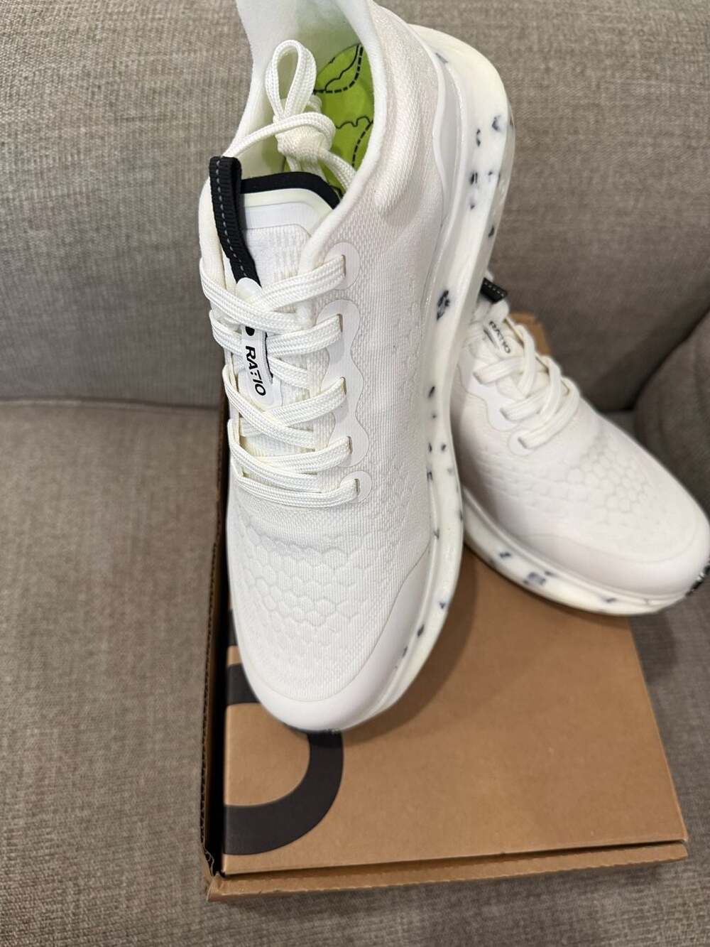RATIO Camino:01 Running Shoes Purity White/Acid Lime/Jet Black WMS USA 8